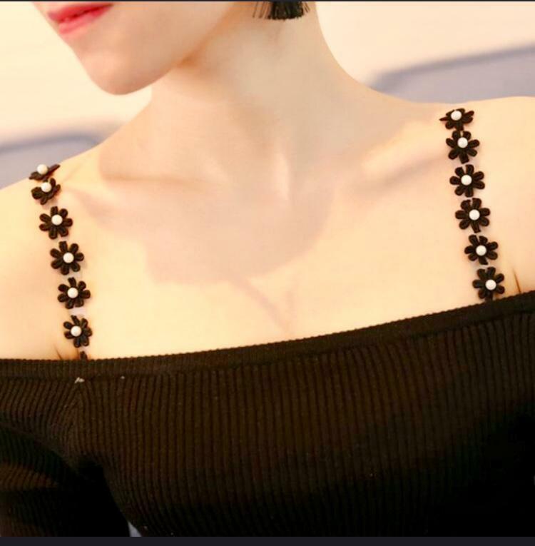 Black Floral Decorative Bra strap