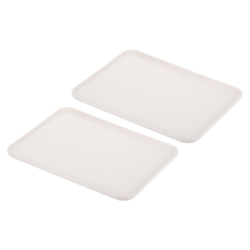 15x11" Fast Food Tray, 2 Pack PP Plastic Reusable Rectangle Serving Tray White