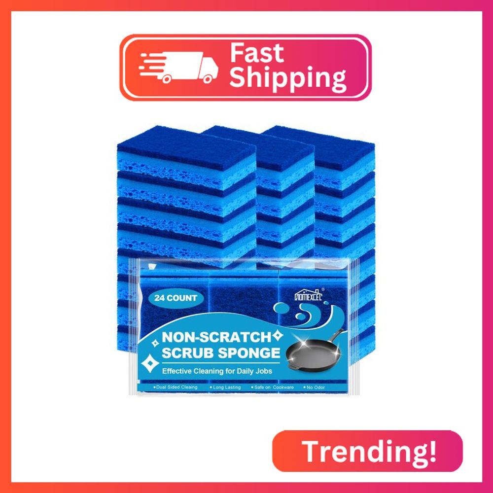 HOMEXCEL Sponges Kitchen 24pcs, Non-Scratch Sponges for Dishes, Scrub Cleaning S