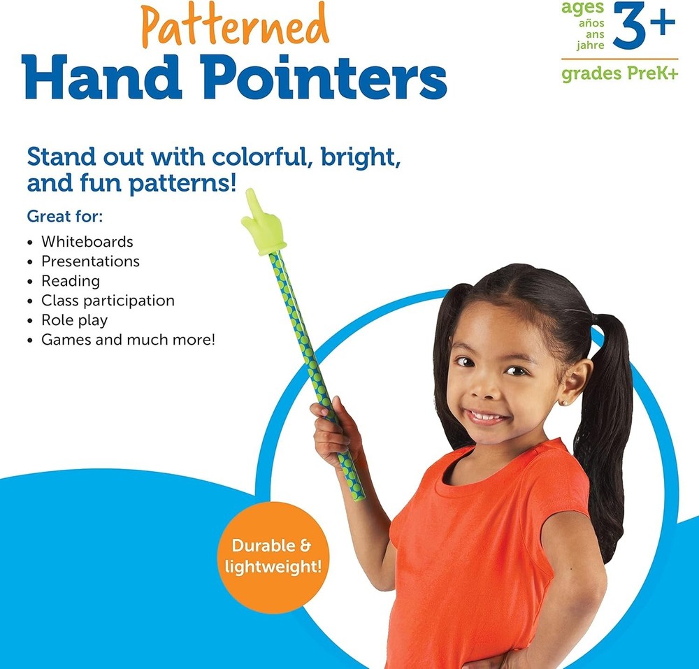 Learning Resources Patterned Hand Pointers - Perfect for Classroom Participation