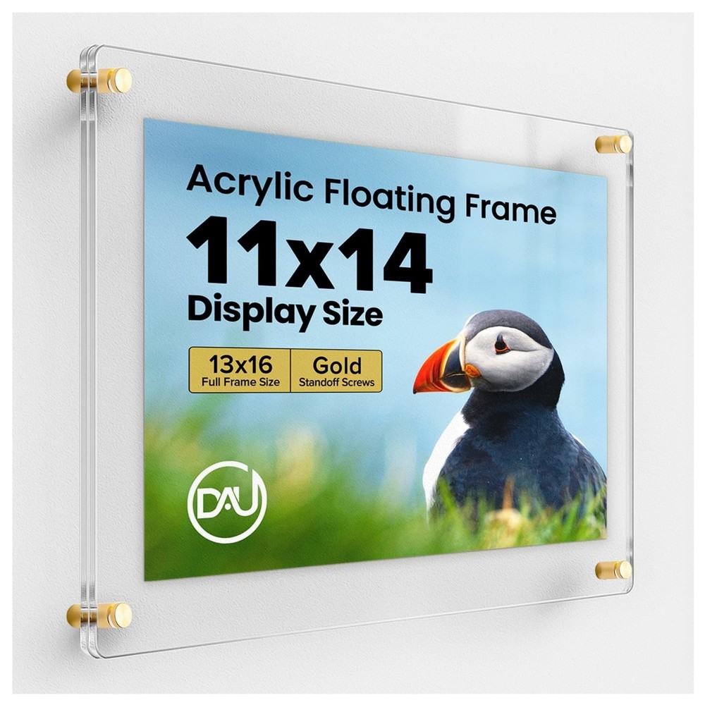 Acrylic Floating Frames Gold Standoffs(single) 11" x 14" Clear Acrylic Frames...