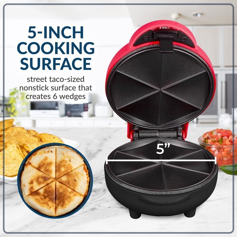 Mini Quesadilla Maker 550W Nonstick Portable 6 Slice Taco Machine Easy Cleanup