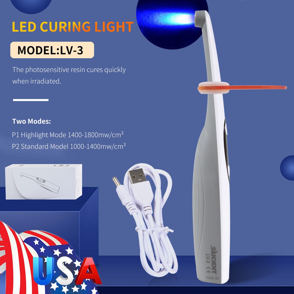 Dental LED Light Cure Lamp Cordless 3 Second Fast Curing Light 2 Modes LED UOA