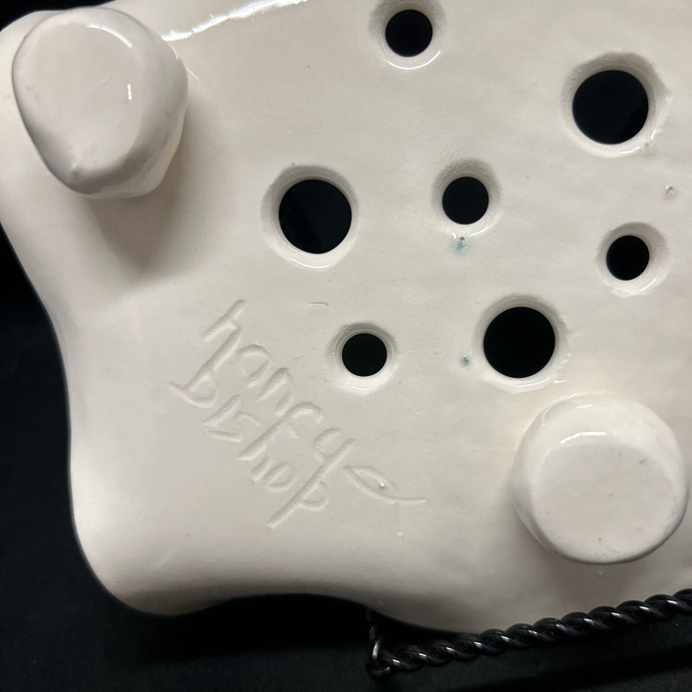 Nancy Bishop Pottery Footed Soapdish Strainer Red and Black