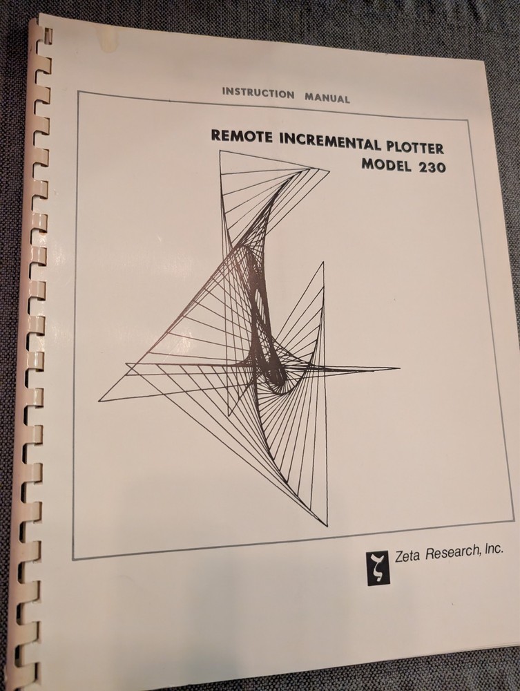 Zeta Research Model 230 Plotter - three different manuals