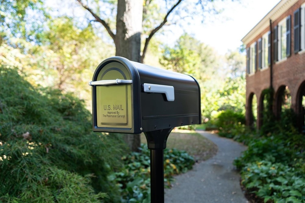 Chadwick Galvanized Steel Post Mount Mailbox, 8950B-10, Black, Medium Capacity