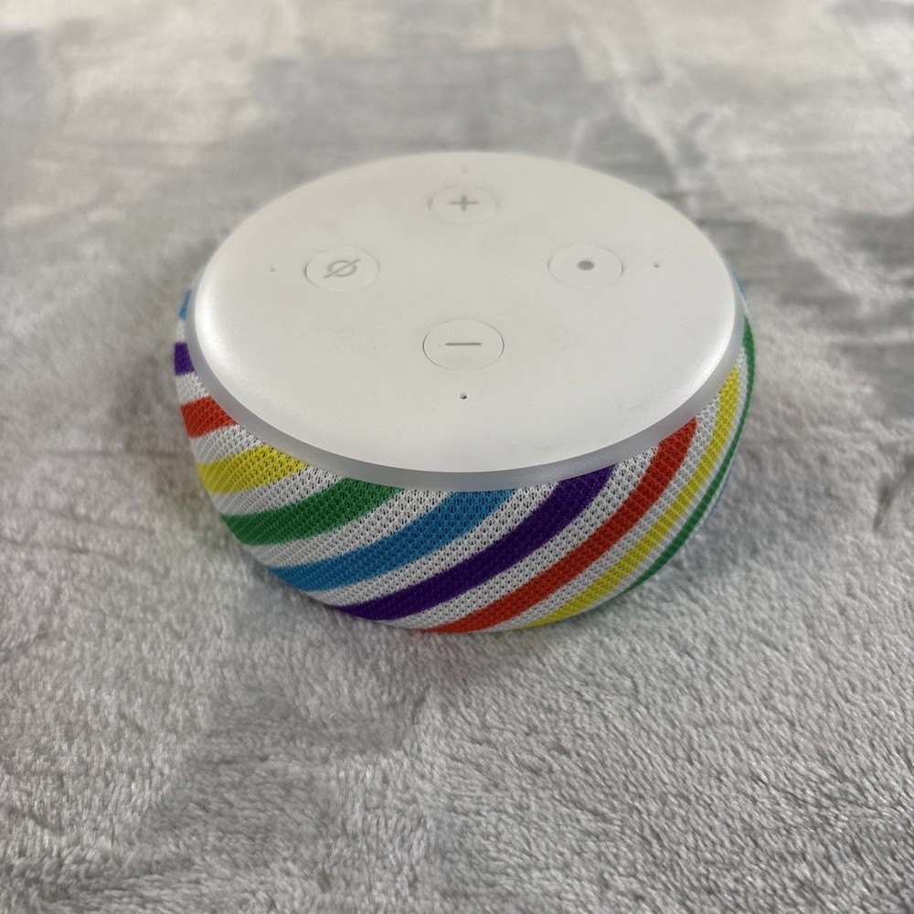 Amazon Echo Dot 3rd Gen. Smart Speaker Alexa Kids Edition Rainbow Tested Working