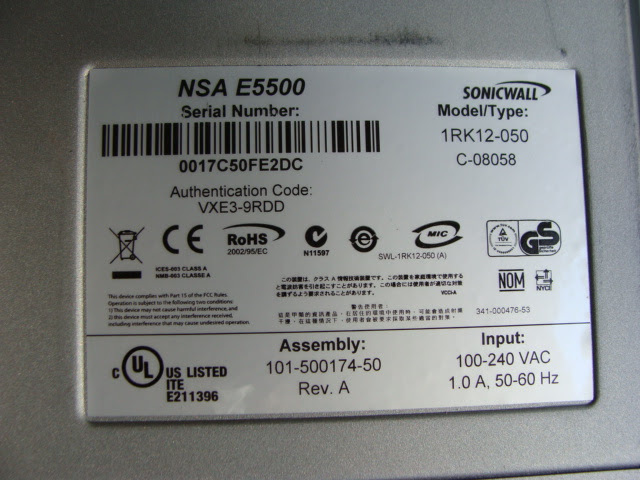 Sonicwall NSA E5500 Model 1RK12-050 C08058 Network Security Appliance
