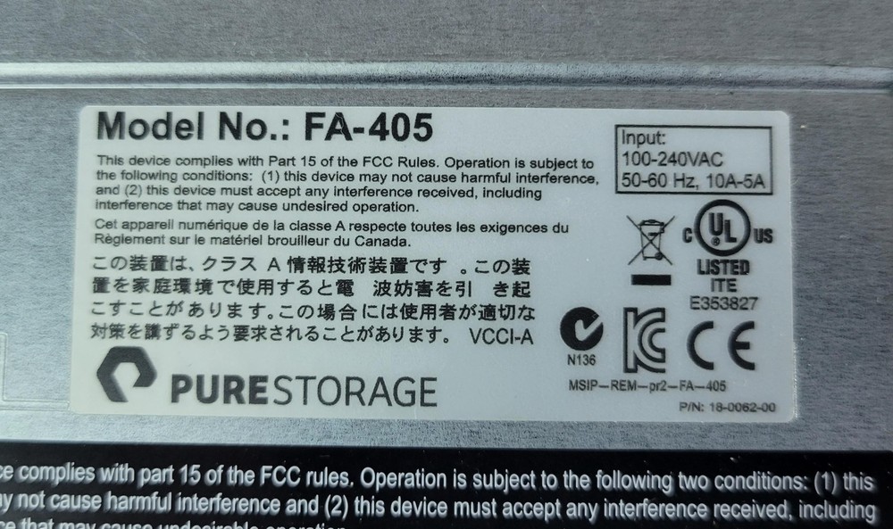 PureStorage FA-405 - 12TB All Flash Storage array for Test Dev