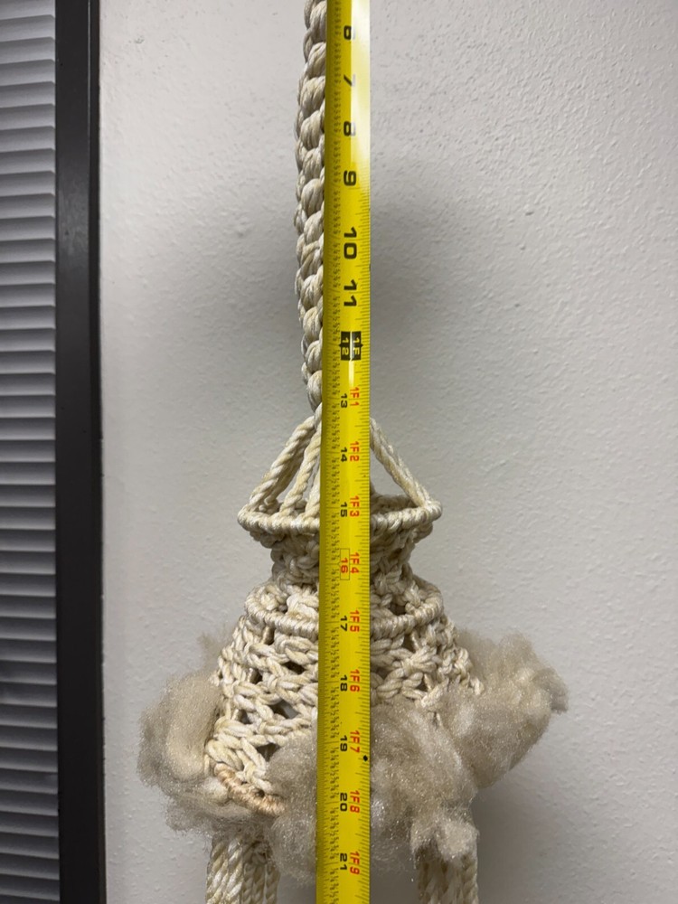 Vintage Macrame Off White Hanging Table - Classic Design - 1970 40”