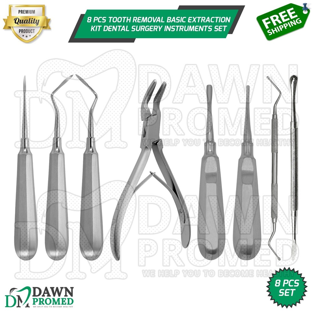 8 Pcs Tooth Removal Basic Extraction Kit Dental Surgery Instruments Set German G