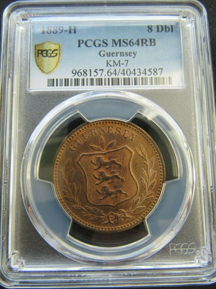 Guernesey : 8 Doubles 1889 H ; PCGS : MS 64 aUNC