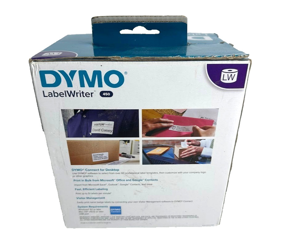 Dymo LabelWriter 450 1752264 Label Printer - Black/Silver - Tested