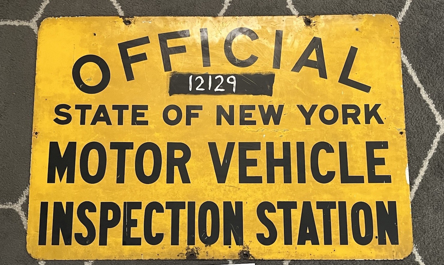 Real New York State Motor Inspection Sign Double Sided “36x24” Gas Oil Garage