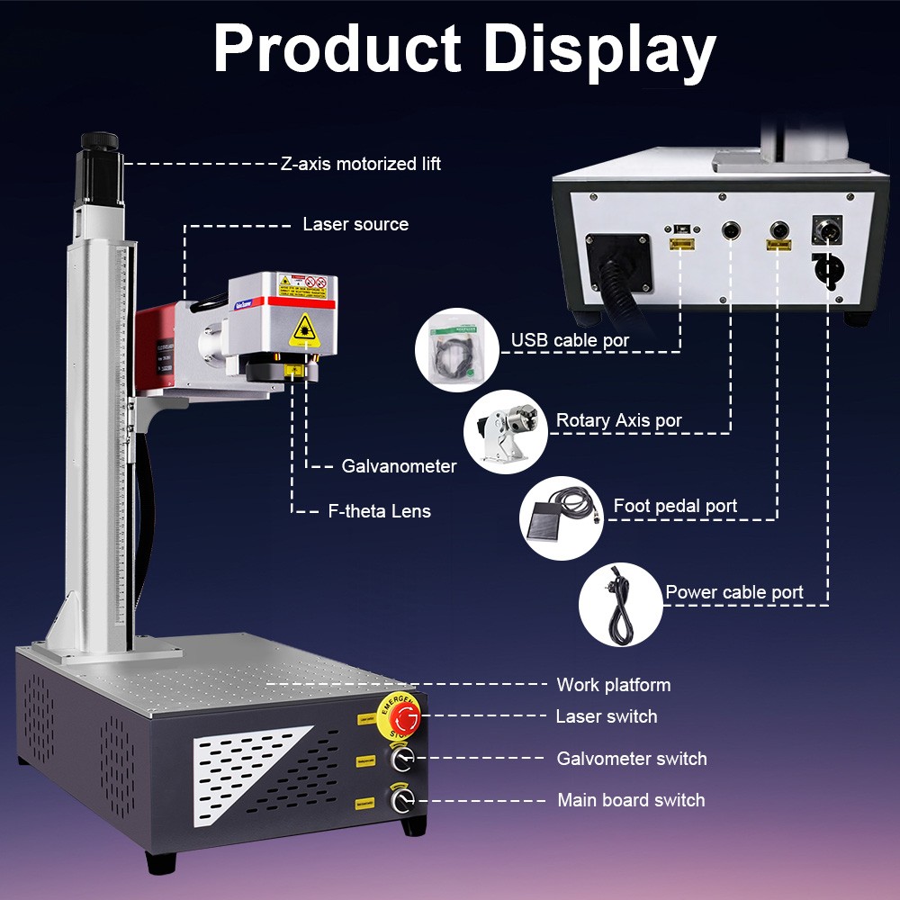 10W UV Laser Marking Machine 3D Crystal Laser Inside Engraving Motorized70&200mm