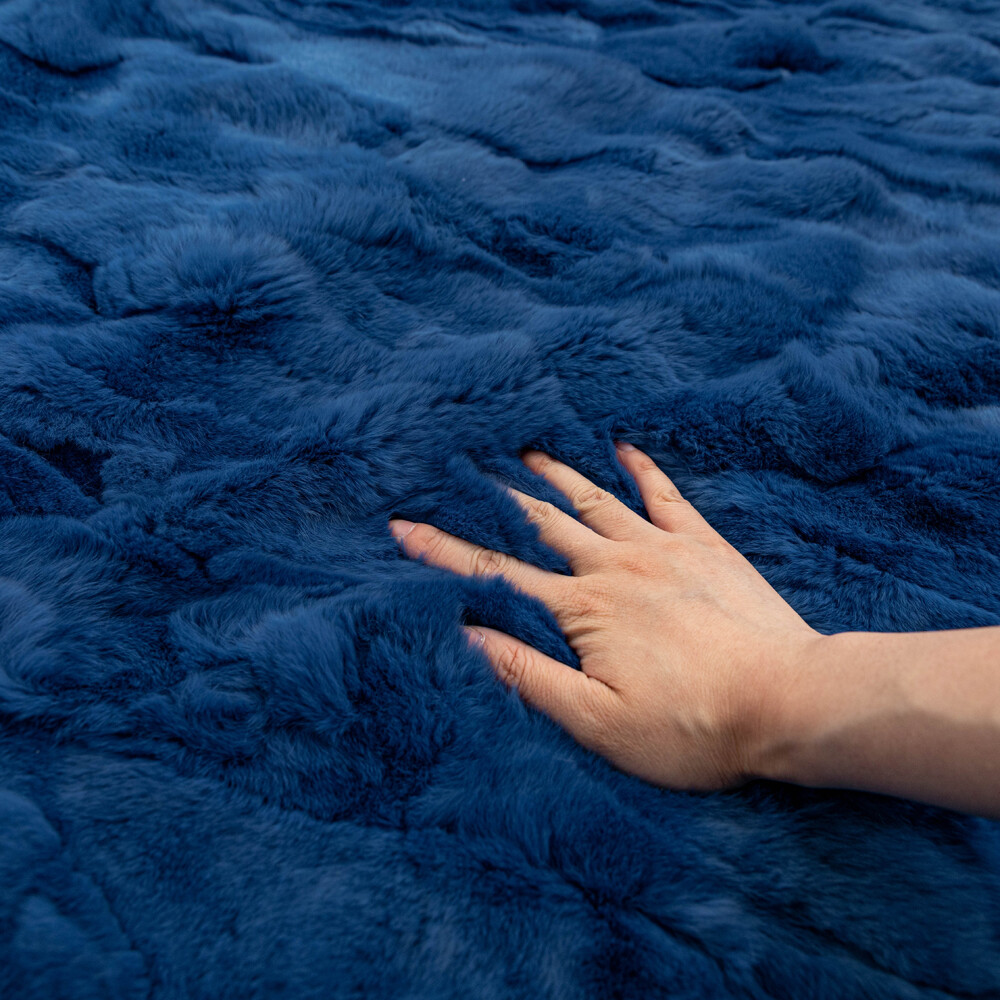 Luxury Real Rex Rabbit Fur Throw Blanket Couch Armchair Mat Bedspread 55x79inch