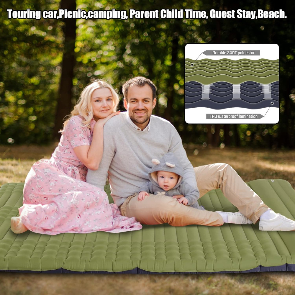 Camping Sleeping Pad, Extra Thickness 4 Inch Inflatable Sleeping Mat Lightweight