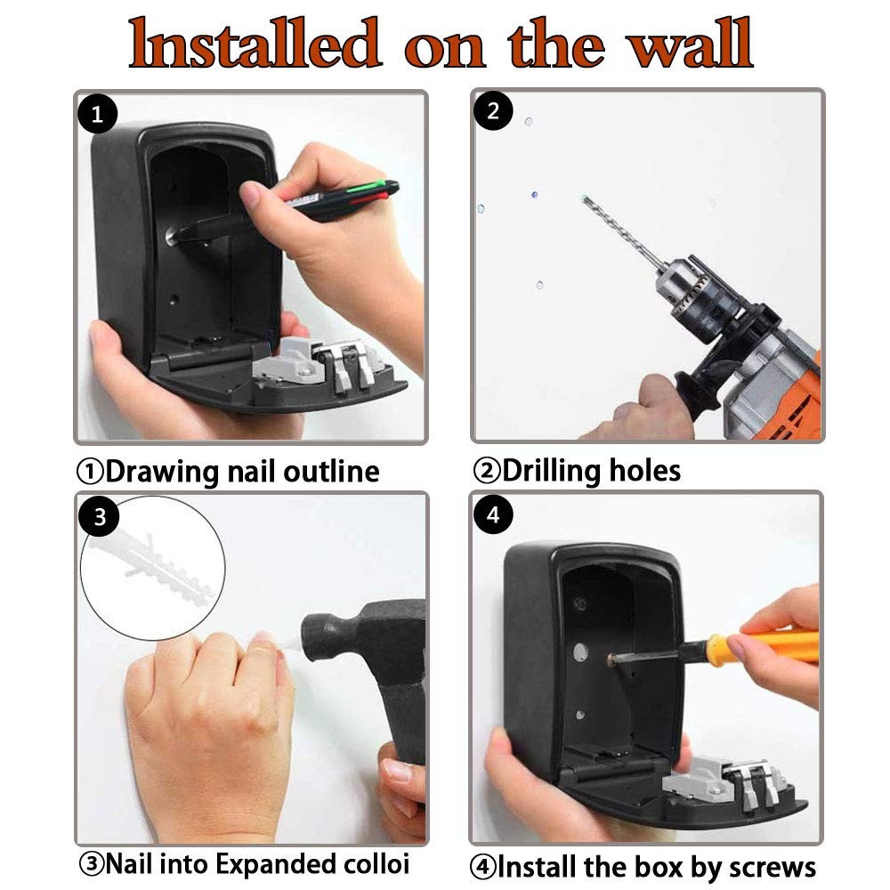 Extra Large Key Storage Security Lock,V-Resourcing Sturdy Wall Mounted Outdoo...