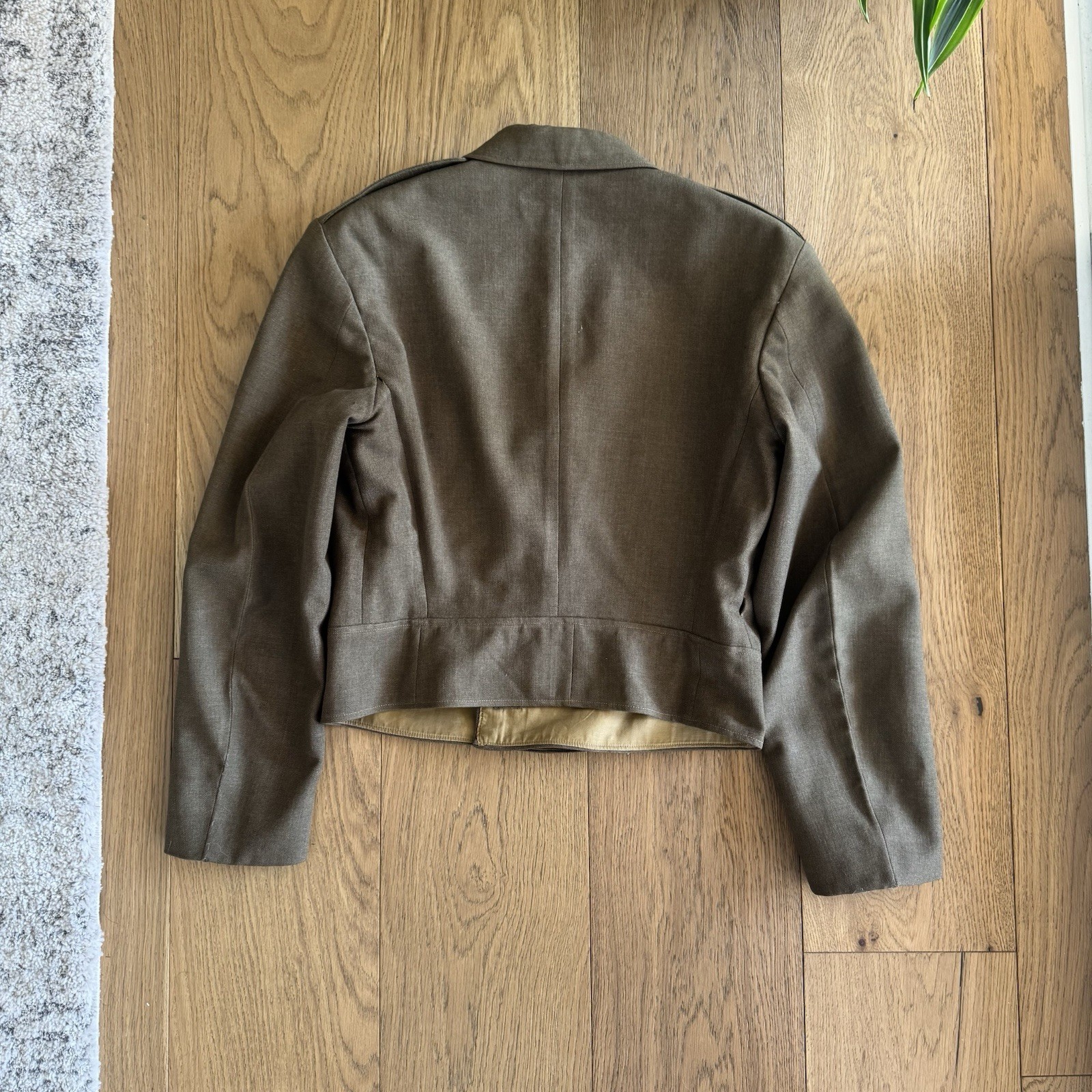 Vintage WWII US Army Eisenhower Ike Jacket Mens Small Wool Drab Olive Pins 1940s