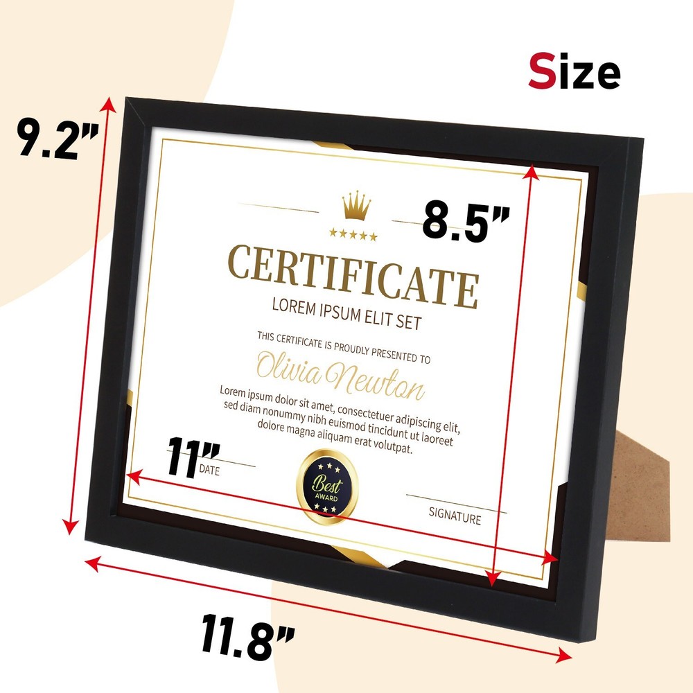 Document frames 8.5x11 Certificate Frames for Wall Or Tabletop , Set of 12 Black