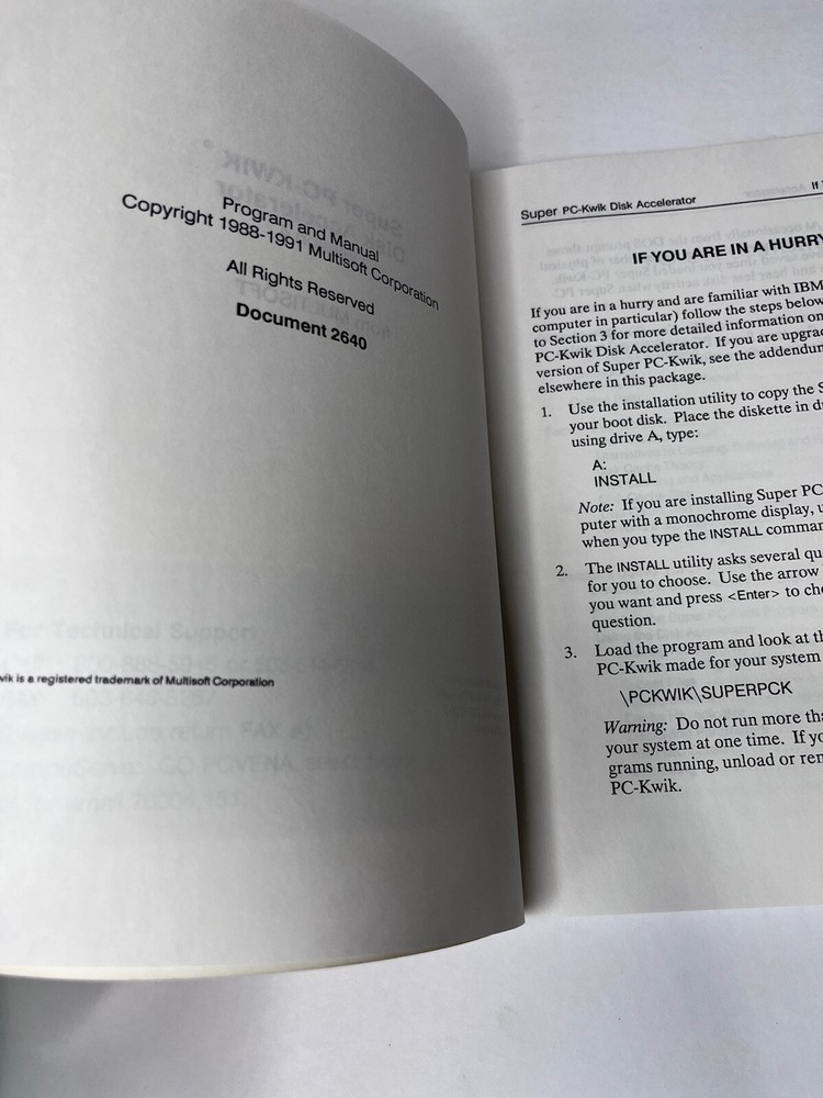 Super PC-KWIK Disc Accelerator Guide Book Version 4 IBM Dos 1988-1991
