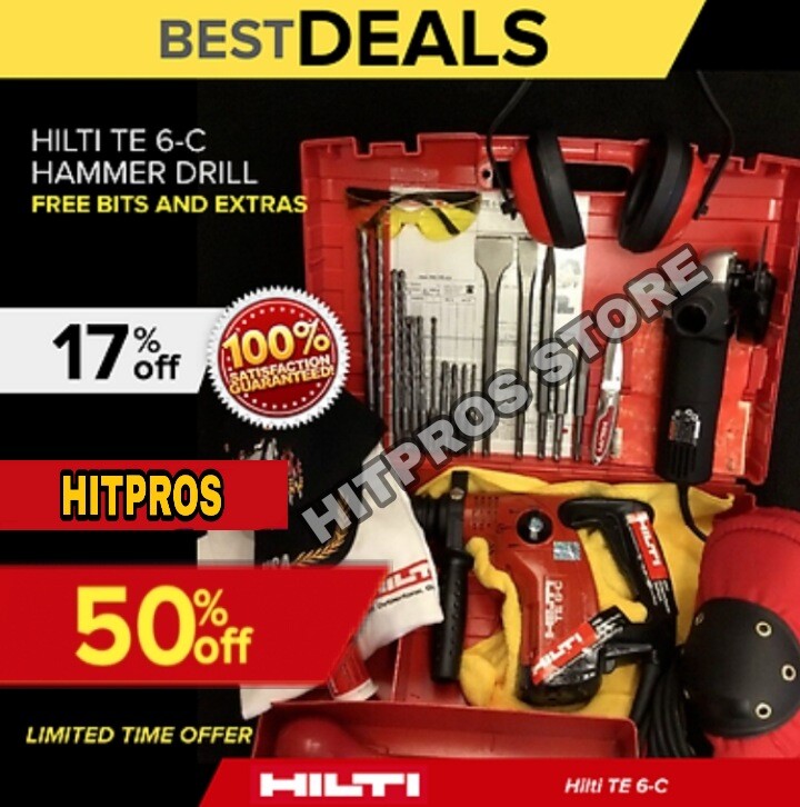 HILTI TE 6-C HAMMER DRILL, EXCELLENT, FREE ANGLE GRINDER, BITS, FAST SHIP