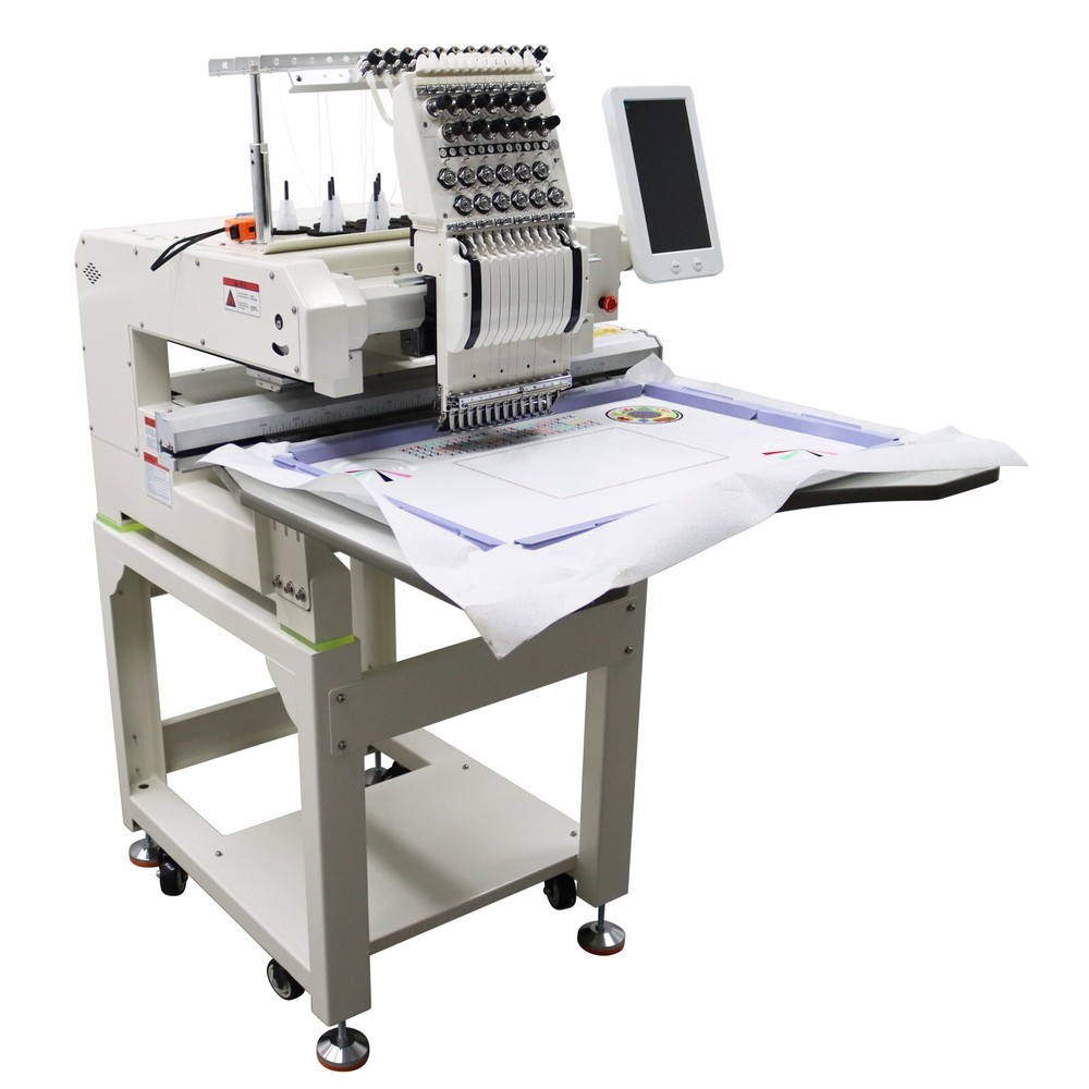 Commercial Single Head 12 Needles Automatic Flat Hat Embroidery Machine 300W