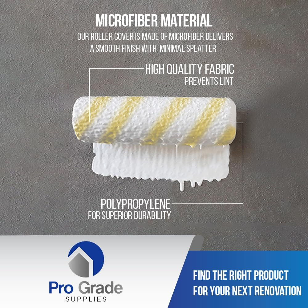 Pro Grade - Paint Roller Covers - 1/2 X 9 Inch Microfiber 5 Pack