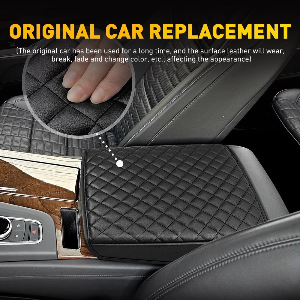 Fits Cadillac Escalade 2021-2026 Center Console Lid Armrest Cover Black Leather