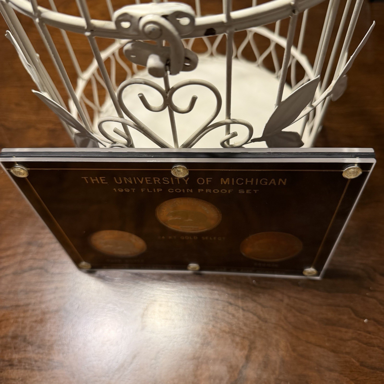 The University Of Michigan 1997 Flip Coin Proof Set 18/500 24KT Gold Pure Silver
