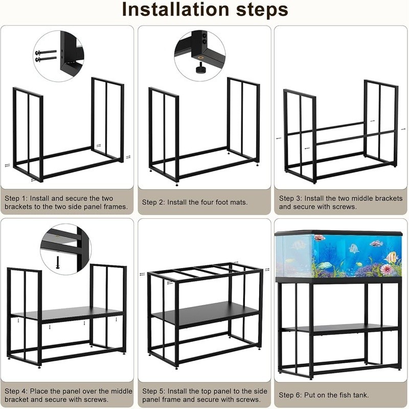 Durable Fish Tank Stand 40 Gallon Tanks W/ Dual Layer Storage & Easy Assembly US