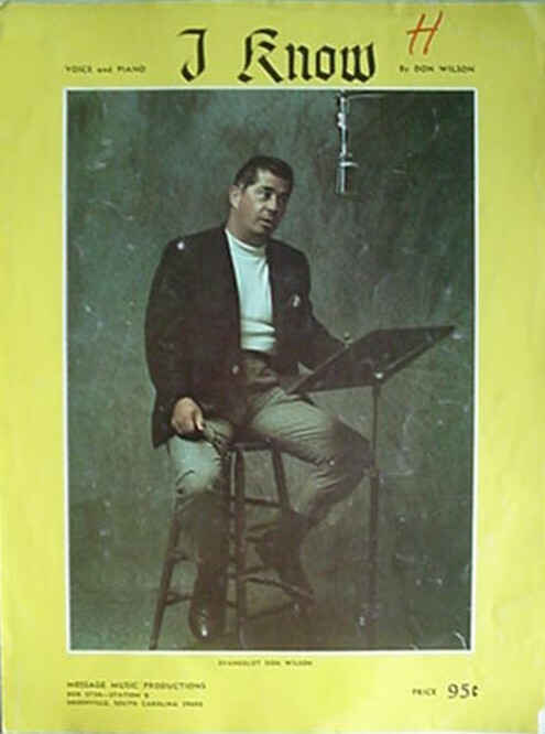 DON WILSON SHEET MUSIC, 1969  - I KNOW