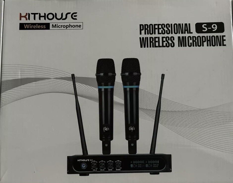 UHF Rechargeable Wireless Microphone System Cordless Dual w/ Bluetooth Receiver