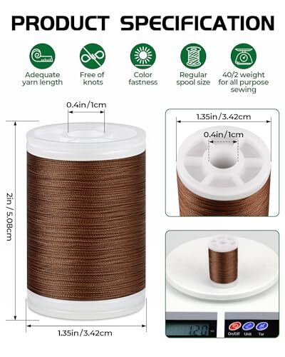 330 Yards Extra Strong Upholstery Thread,Brown Bonded Nylon Thread for Denim