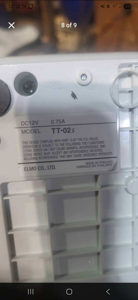 Elmo Model TT-02S Document Camera Visual Presenter *Tested Working*