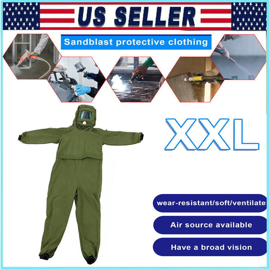 Sand Blasting Suit Elastic Cuff Work Overalls for Sandblasting Spraying Green