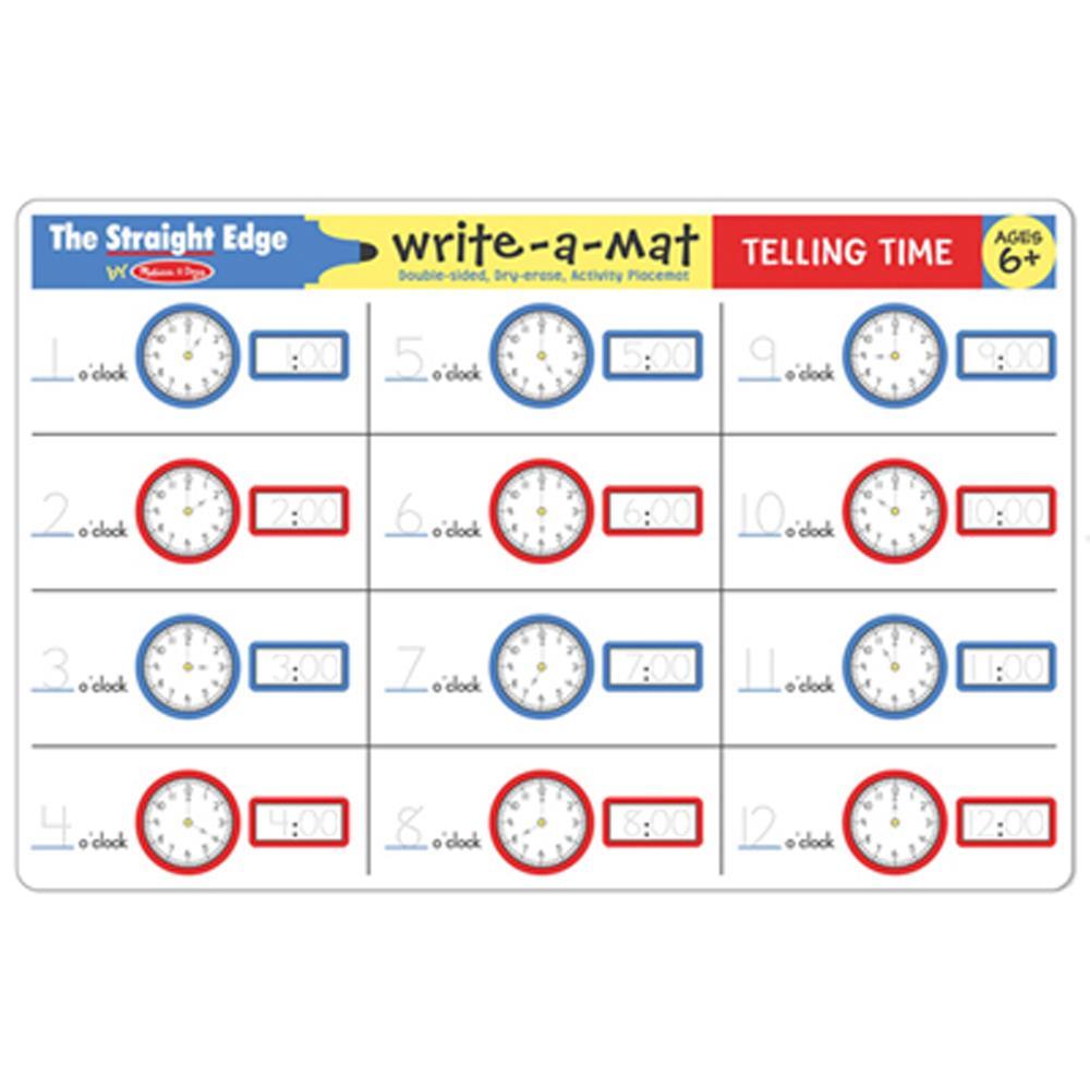 New! Melissa & Doug Telling Time Write-A-Mat