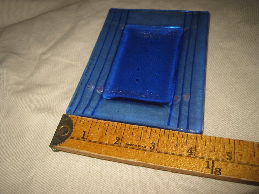 GlassRoots Iridescent 4 1/2" x 5 3/8" Rectangular Tray / Change Dish Signed