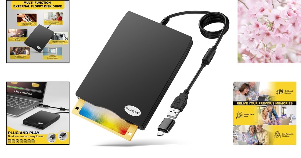 Durable USB 2.0 Floppy Disk Drive for Windows - Access Your Past Effortlessly