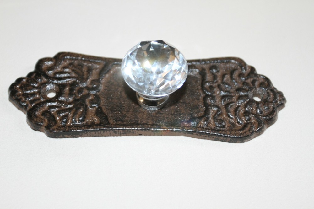 Rustic Elegance Cast Iron Handles Pulls Crystal Look Knobs, Hw-55