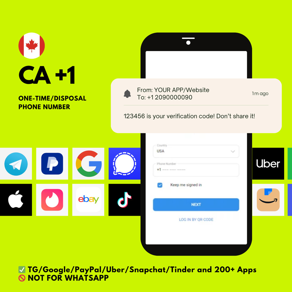 CA One-Time Phone Numbers for SMS verification codes, OTP, 2FA, No SIM Required
