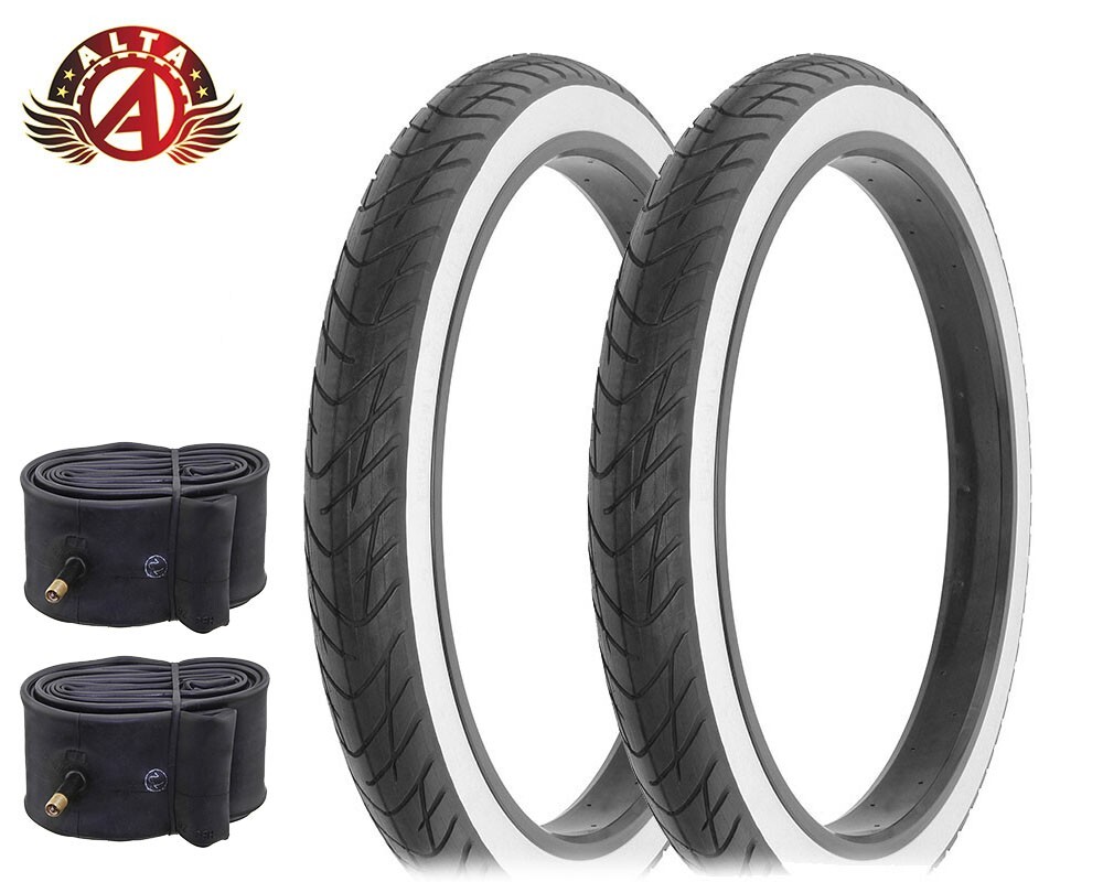 2 WHITEWALL BICYCLE ALTA FAT 26 X 3.00 TIRES SEMI-SLICK WAYMAKER TREAD W/TUBES