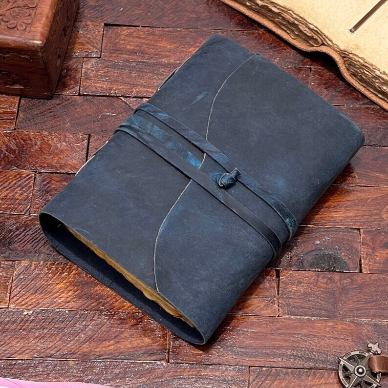 Leather Journal Handmade Vintage Unlined Deckle Edge Paper Rustic Leather Bound