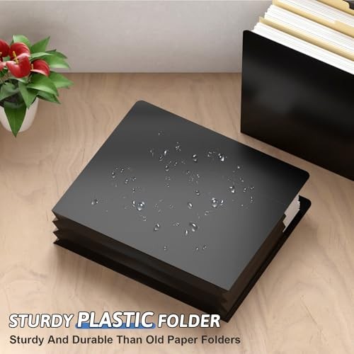 Plastic Expanding File Pockets Extra Capacity,5 Pack File Pockets Letter Black2