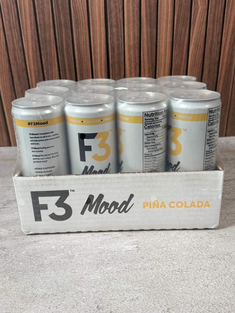 F3 Mood Piña Colada 12 Pack Functional Beverage Zero Sugar Caffeine Free New