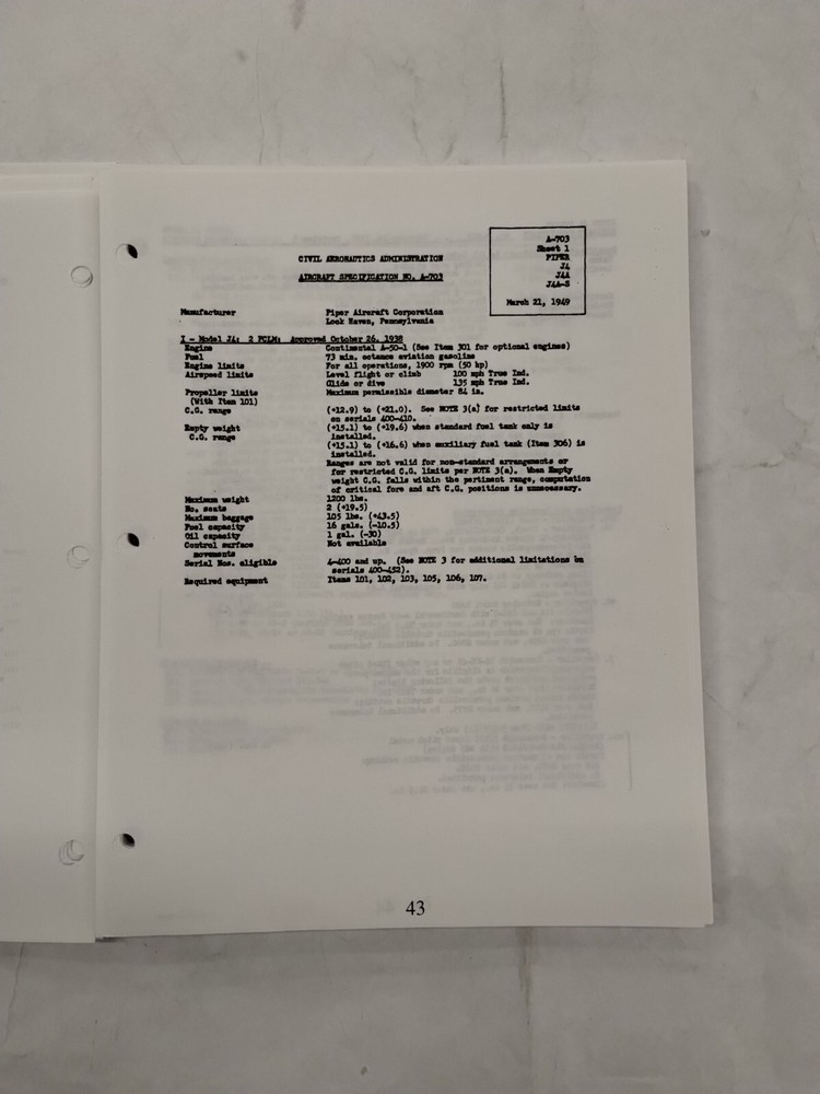 Piper Aircraft Type Specifications Manual-Copy