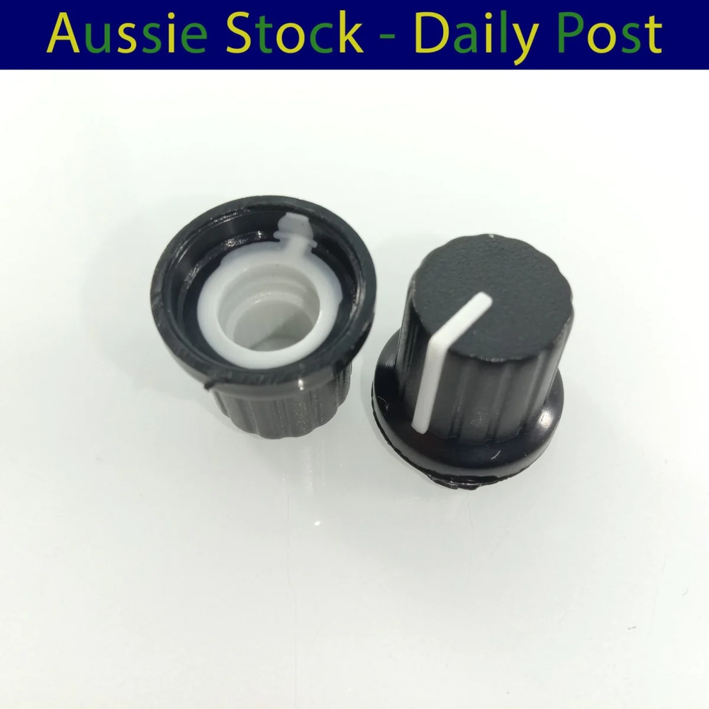 10pcs 6mm Diameter Shaft Hole Plastic Threaded Knurled Potentiometer Knobs Caps
