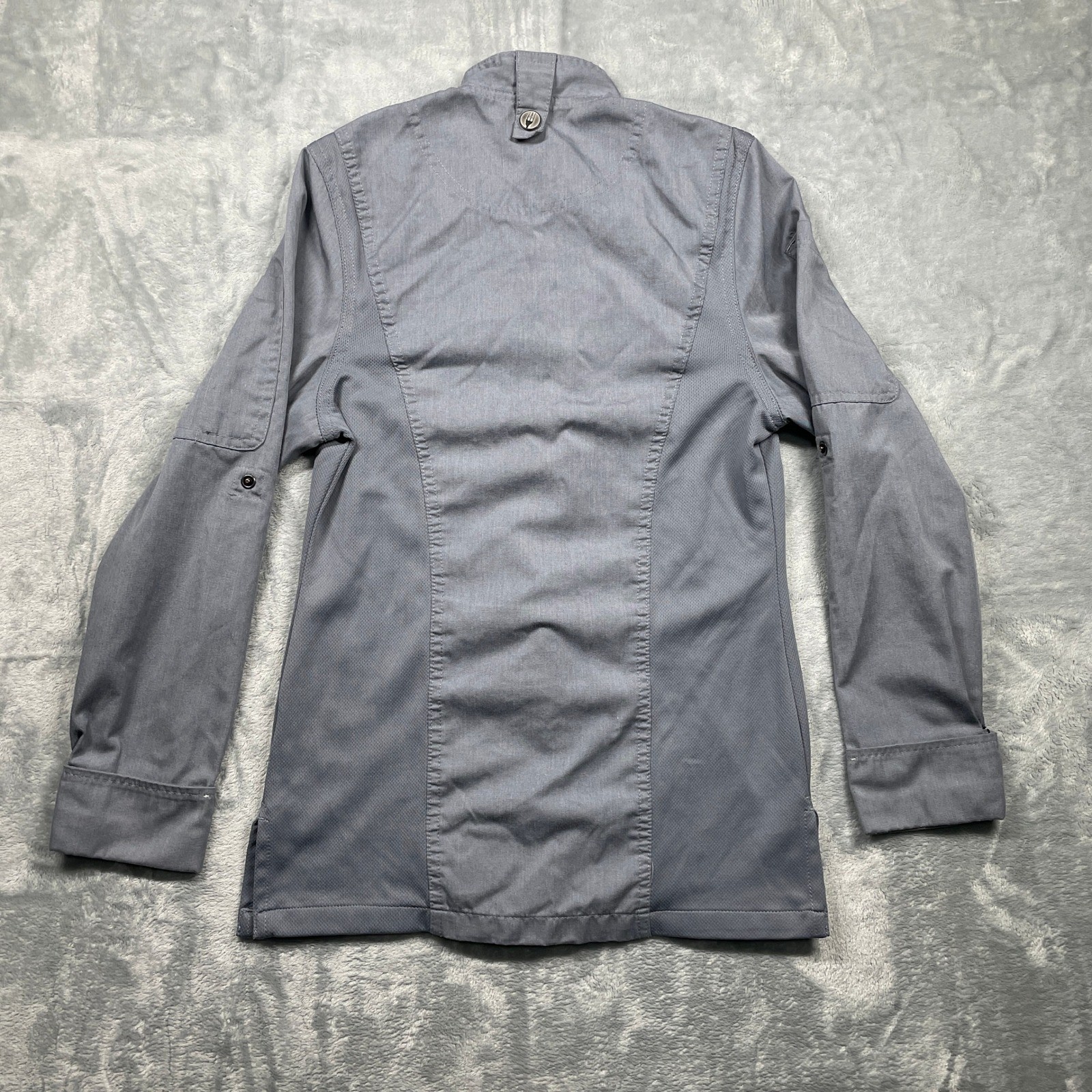 Two Chef Works Gray Chef Coat Kitchen Uniform Full Zip Long Sleeve Workwear Top