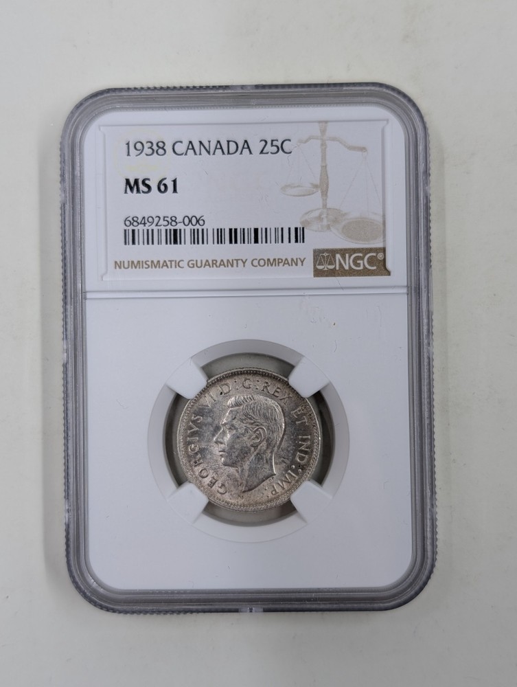 1938 Canada 25C NGC MS61
