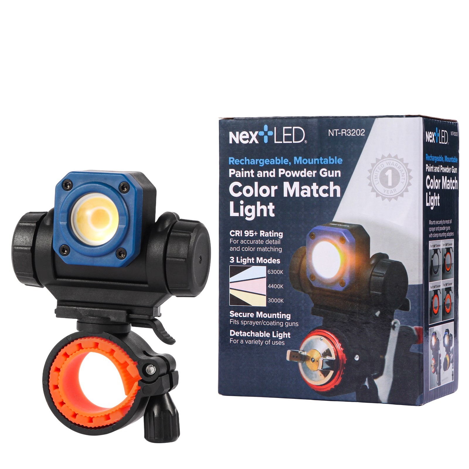 NextLED NT-R3202 Paint Spray Gun Light, CRI 95+ Color Match Mount & Detachable